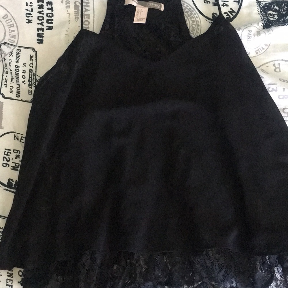 Flowy black Lacey crop top